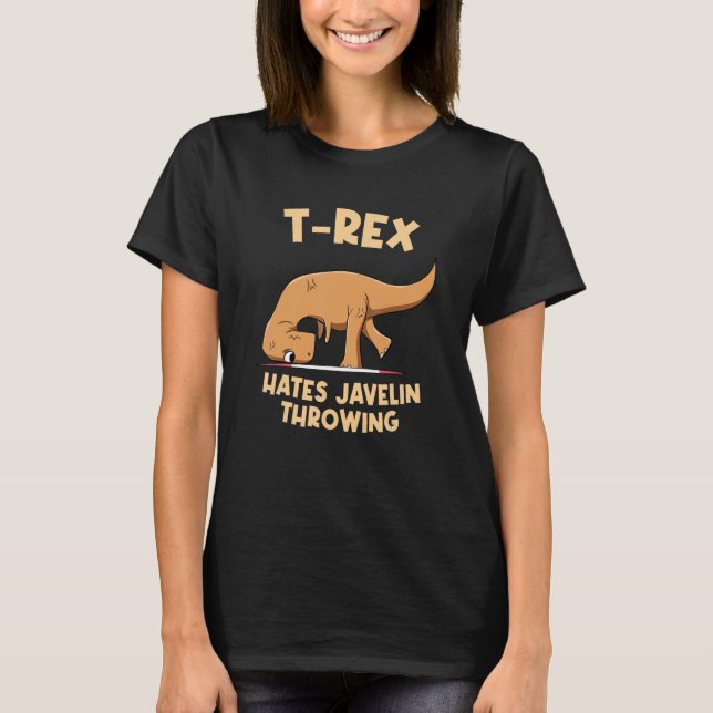 T Rex Hates Javelin Throwing Dinosaur Throw Track Shirt (Framsida)