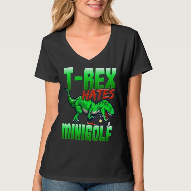 T Rex Hates Minigolf Mini Golf Golf Shirt (Framsida)