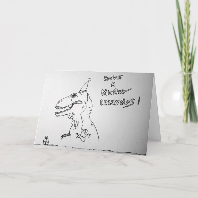 T Rex Hates öppnar julen i Presenter Kort (Framsida)