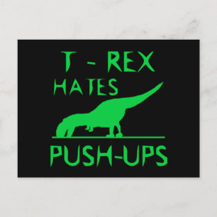 T REX HATES PUSHUPS Funny Dino Design Vykort