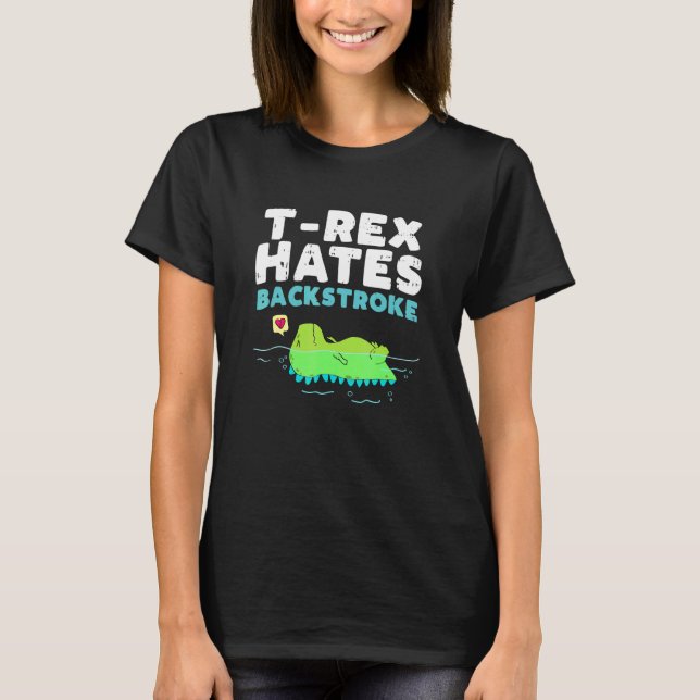 T-Rex Hates-ryggslags-Dinosaur-simning T Shirt (Framsida)