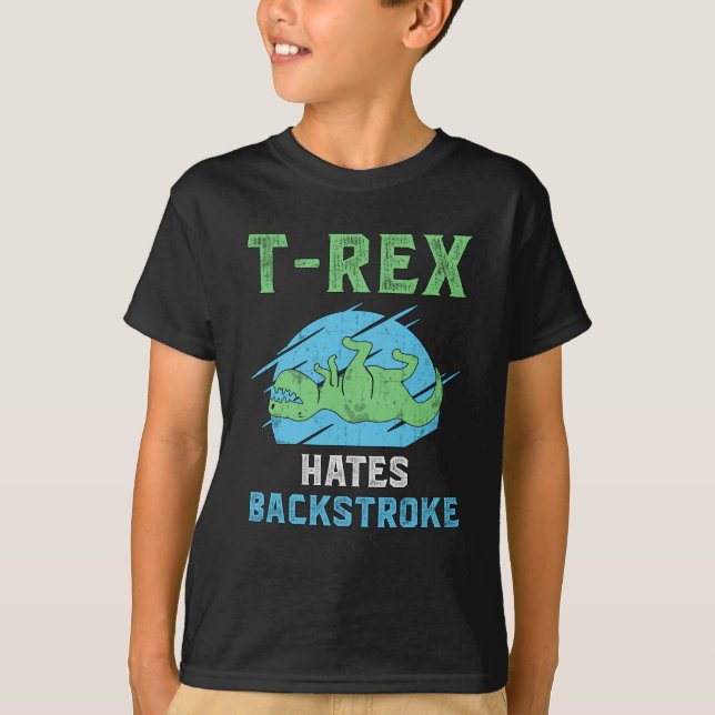 T-Rex Hates ryggslagsswimming Swimmer-Simman funge T Shirt (Framsida)