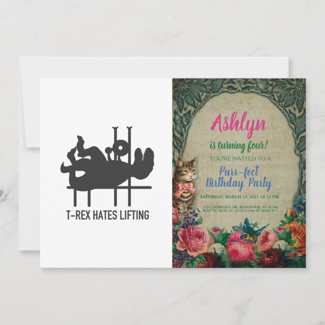 T-rex-hatt lyftning - Välj bakgrund färg Inbjudningar (Framsida)