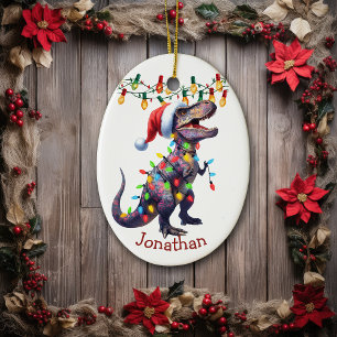 T-Rex Helgdag Ljus Kids jul Julgransprydnad Keramik