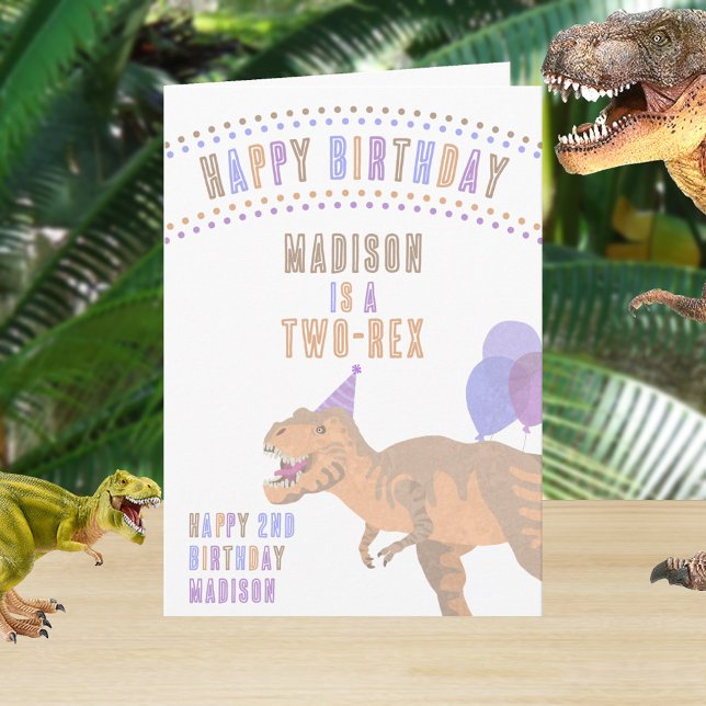 T-Rex i alla åldrar vid dosinosaur Grattis på föde Kort (Say HAPPY BIRTHDAY the dinosaur way with this custom folded greeting card)