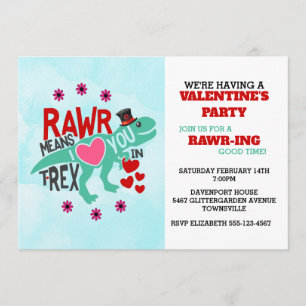 T-Rex i en Tophat Cute Funny Valentine Inbjudningar