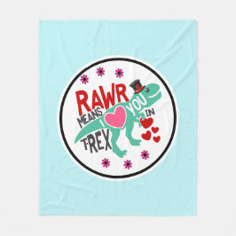 T-Rex i ett Top hat Rawr-Elak i Kärlek Du är ju lu Fleecefilt