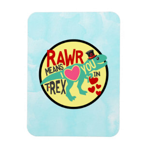 T-Rex i ett Top hat Rawr-Elak i Kärlek Du är ju lu Magnet