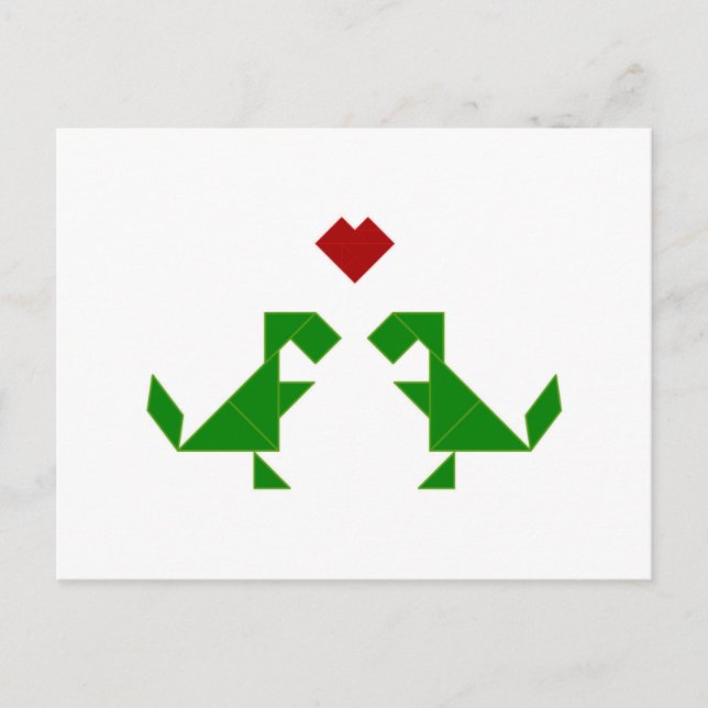 T-Rex i Kärlek (Tangramosaurus Rex) Vykort (Framsida)