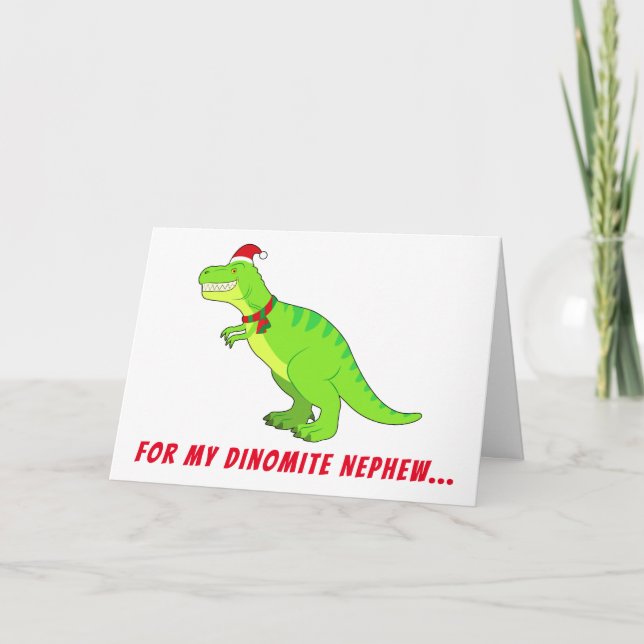 T-Rex i Santa Hat till jul! Helgkort (Framsida)