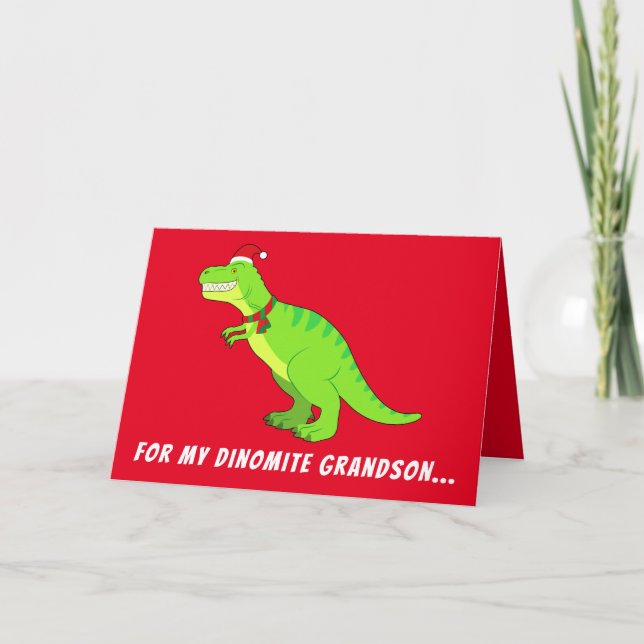 T-Rex i Santa Hat till jul! Helgkort (Framsida)