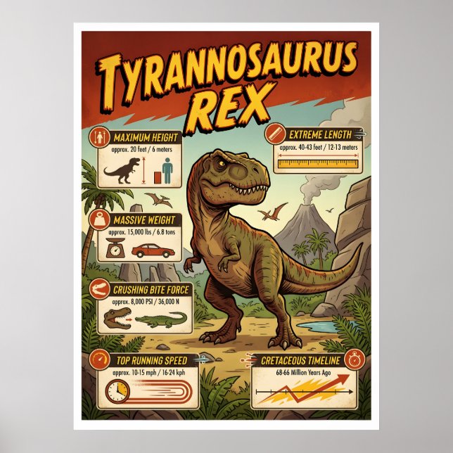 T-Rex Informationsgrafik Poster (Framsidan)