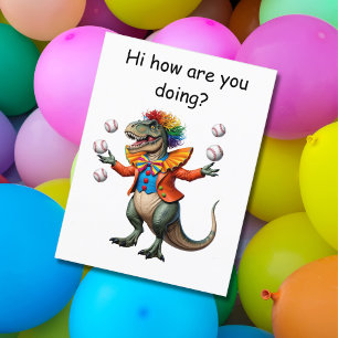 T-rex jonglerar i clowndräkt vykort