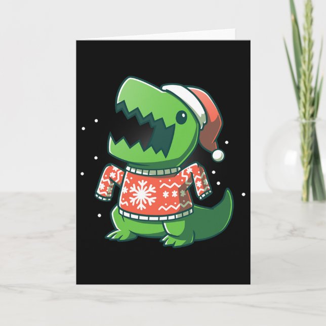 T-rex jul kul dinosaur ful saurus  kort (Framsida)
