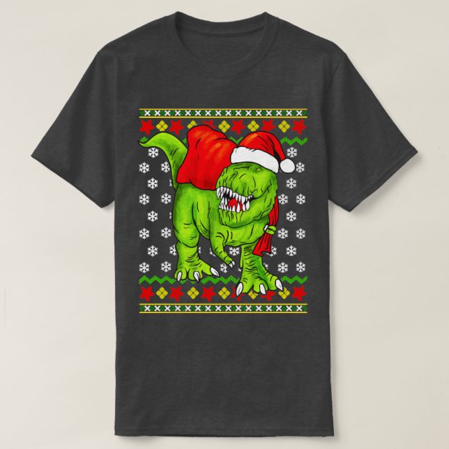 T Rex Jultomten Ugly jul Sweater T Shirt (Design framsida)