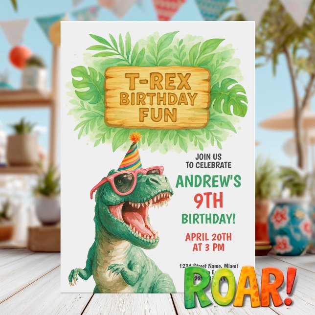 T-Rex Jungle Födelsedagsfest Inbjudningar (Skapare uppladdad)