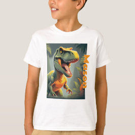 T-Rex Jurassic Dinosaur Grått och Orange T Shirt