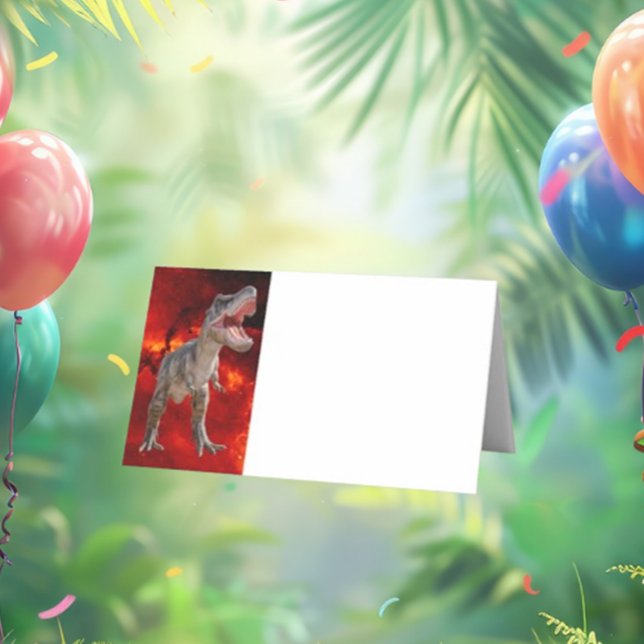 T Rex, Jurassic World, Fire Party Placeringskort (Perfect for kids and dinosaur lovers alike—let's get this party started!)