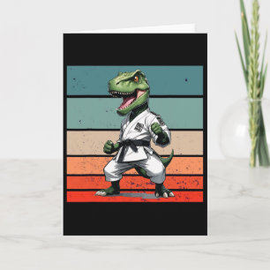 T.rex Karate Gi Svarta Bälten Kraftfull Ställning Kort