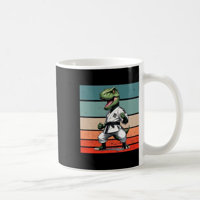 T.rex Karate Gi Svarta Bälten Vild Kraftfull Ställ Kaffemugg (Höger)