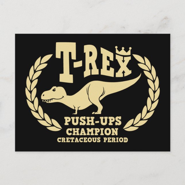 T-Rex Kärlek Push-UPS Vykort (Framsida)