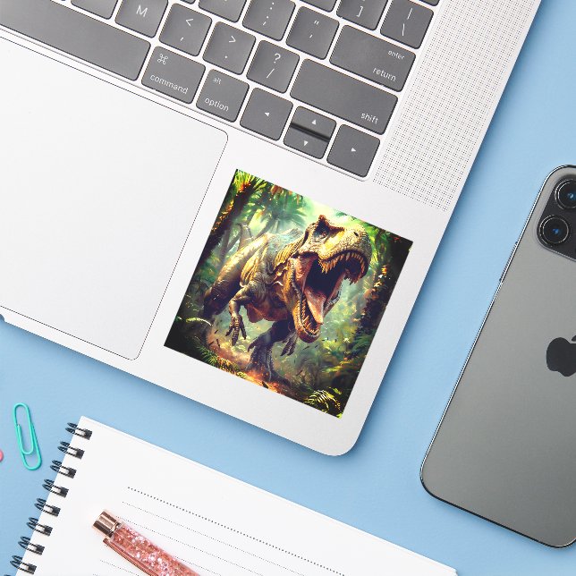 T-Rex Klistermärken (Laptop med iPhone)