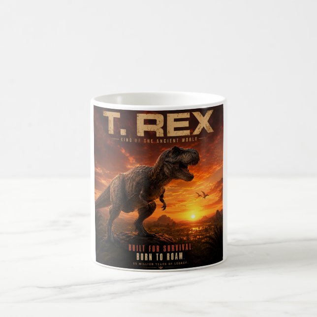 T. REX – Kung av den antika världen vid solnedgång Kaffemugg (Center)