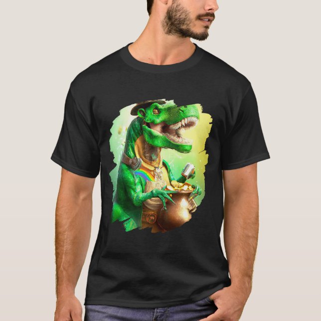 T Rex Leprechaun St patricks day Tyrannosaurus Re Shirt (Framsida)