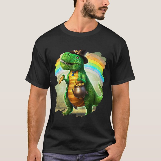 T Rex Leprechaun St patricks day Tyrannosaurus Re T Shirt (Framsida)
