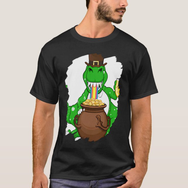 T Rex Leprechaun  St Patricks Day Tyrannosaurus Re T Shirt (Framsida)