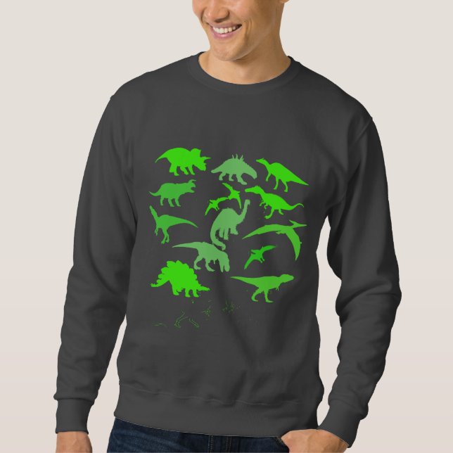 T-Rex Många Dinosaurs Collage Hoodie Sweatshirt (Framsida)