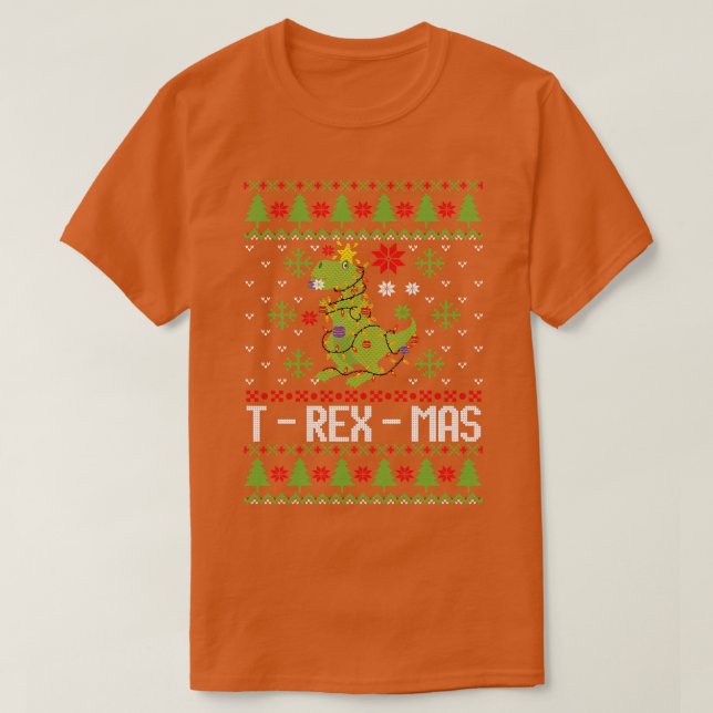 T rex mas Träd rex julgran ful julafton svettninga Shirt (Design framsida)