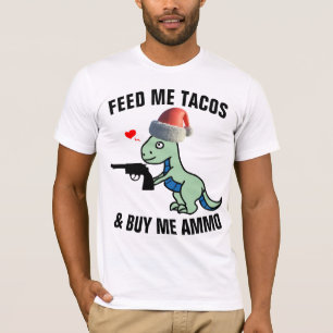 T-REX MED GUN FUNNY CHRISTMAS T-SHIRTS