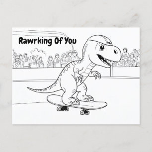 T-Rex med hjälm och skjutbord Vykort