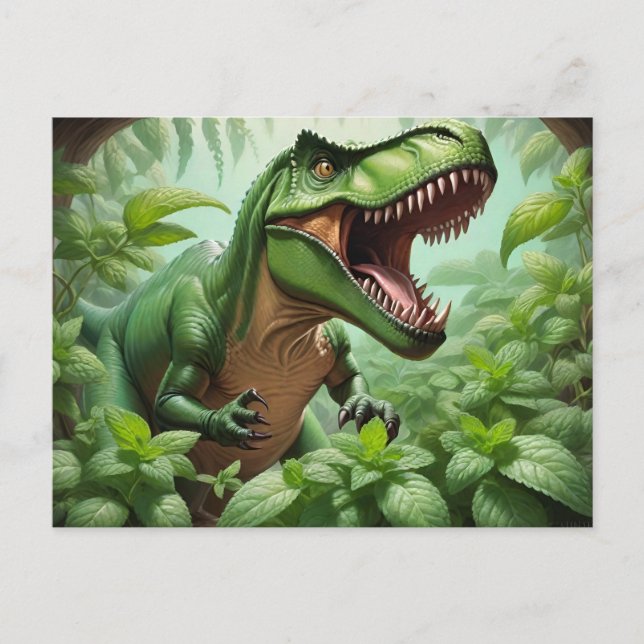 T-Rex med mynta Vykort (Framsida)