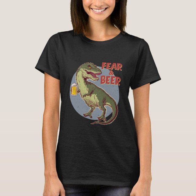 T-Rex med öl T Shirt (Framsida)