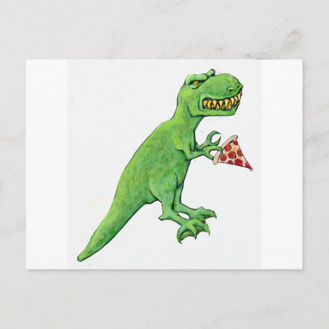 T-Rex med Pizza Vykort (Framsida)