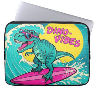 T-Rex med solglasögon och ridande av neon rosa Laptop Fodral