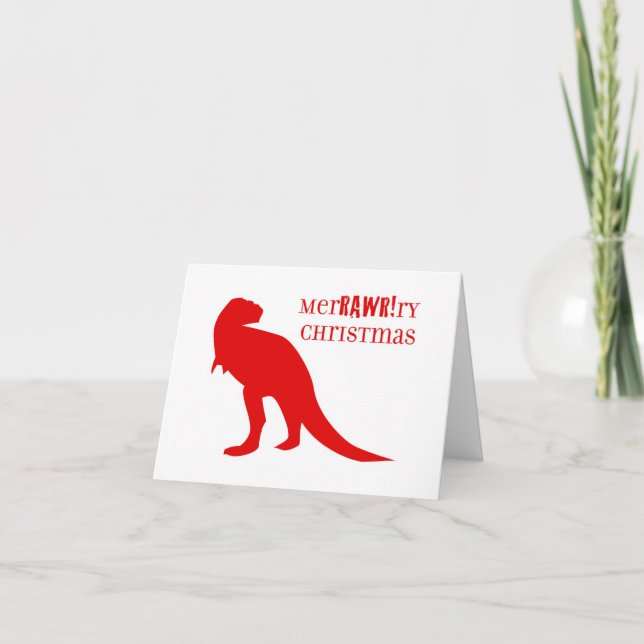 T-Rex MerRAWRry jul Helgkort (Framsida)