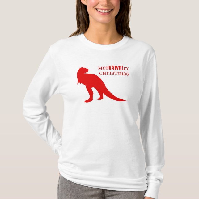 T-Rex merRAWRry jul T Shirt (Framsida)