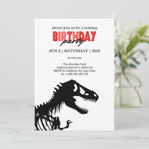 T-Rex Minimalistisk Födelsedagsfest Inbjudan