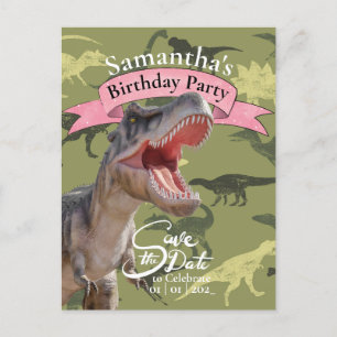 T Rex, Mönster Födelsedagsflicka Vykort