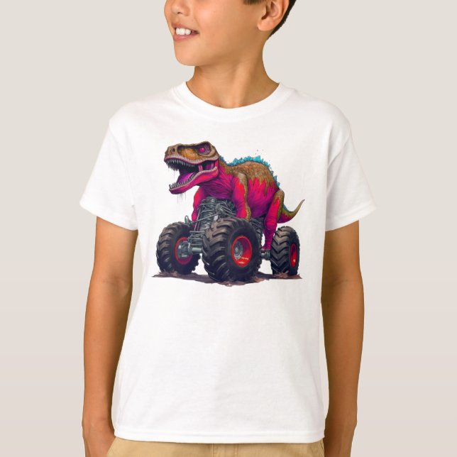 T-Rex Monster Lastbil T Shirt (Framsida)