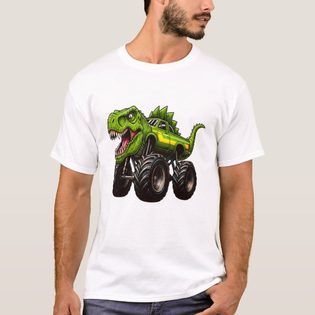 T-Rex Monster Truck T Shirt (Framsida)