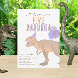 T-Rex mot fem Asaurus oavsett Födelsedagsfest Inbjudningar