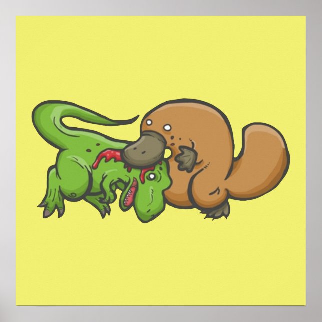 T-rex mot Platypus Poster (Framsidan)
