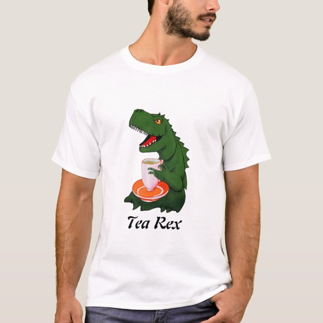 T-Rex mot Tea-Rex | Lustigt spel på Ord Dinosaur T Shirt (Framsida)
