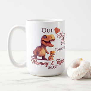 T-Rex och baby, vårt första Mors dag tillsammans Kaffemugg