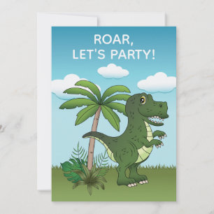 T-rex Och Pteranodon Dinosaur Söt Födelsedagsfest  Inbjudningar