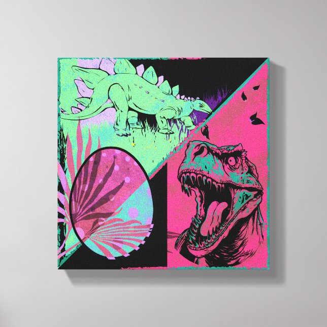 T Rex och Stegosaurus Dinosaurie Canvas Konst (Framsida)